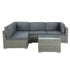 5-Piece Outdoor Rattan Sofa Set 4-Seater Wicker Lounge with Table Grey