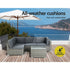 5-Piece Outdoor Rattan Sofa Set 4-Seater Wicker Lounge with Table Grey
