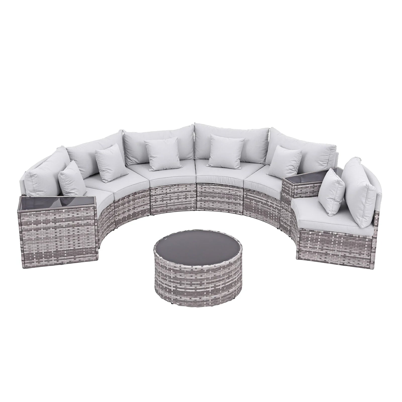 6 Seater Outdoor Sofa Set 9PCS Table Chair Set Garden Rattan Patio Furniture