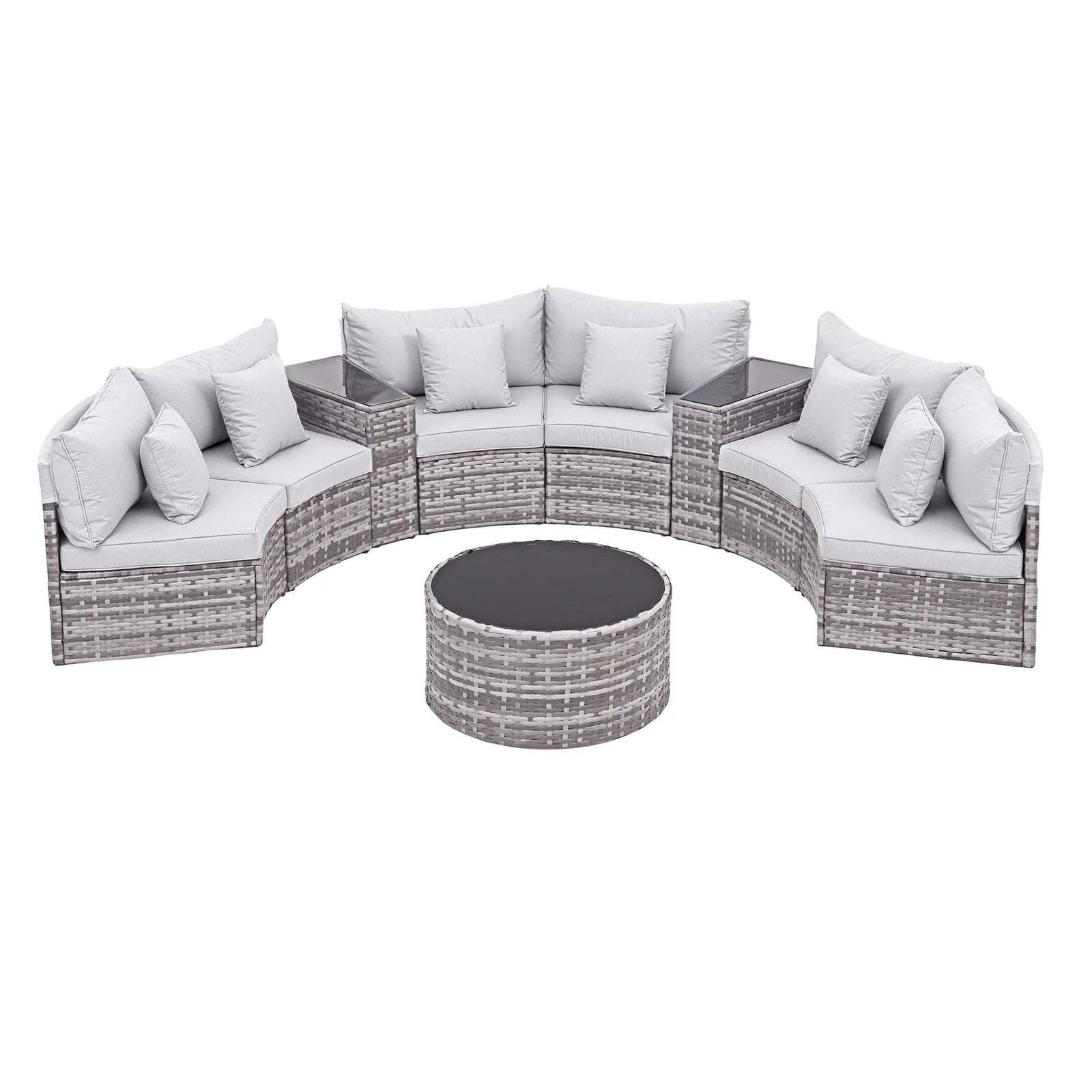 6 Seater Outdoor Sofa Set 9PCS Table Chair Set Garden Rattan Patio Furniture