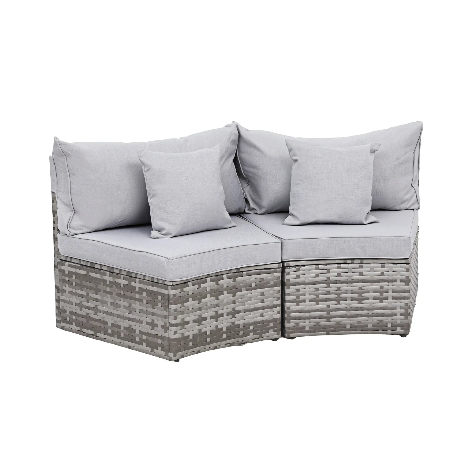 2 PCS Outdoor Sofa Set Rattan Modular Chair Garden Patio Furniture Grey