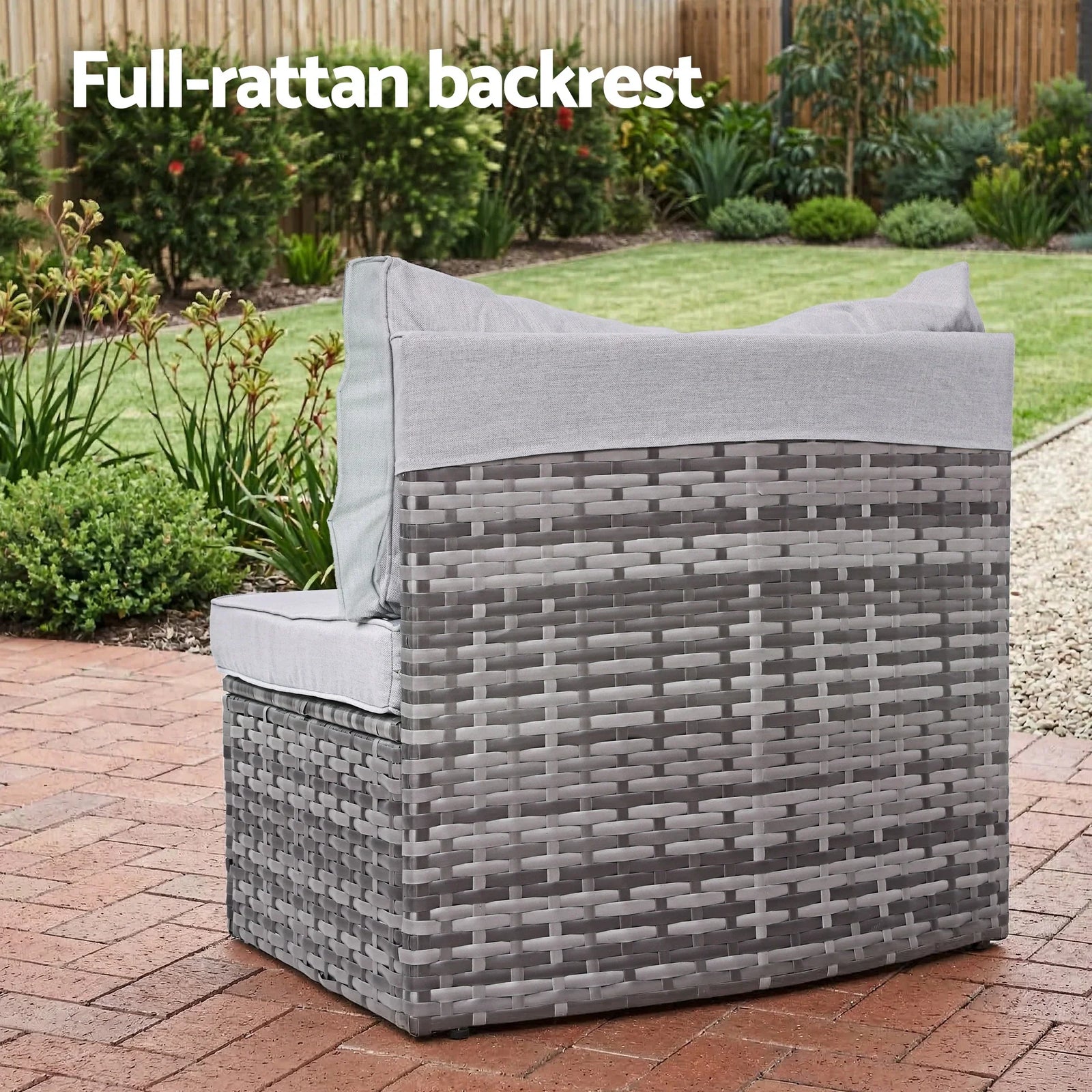 2 PCS Outdoor Sofa Set Rattan Modular Chair Garden Patio Furniture Grey