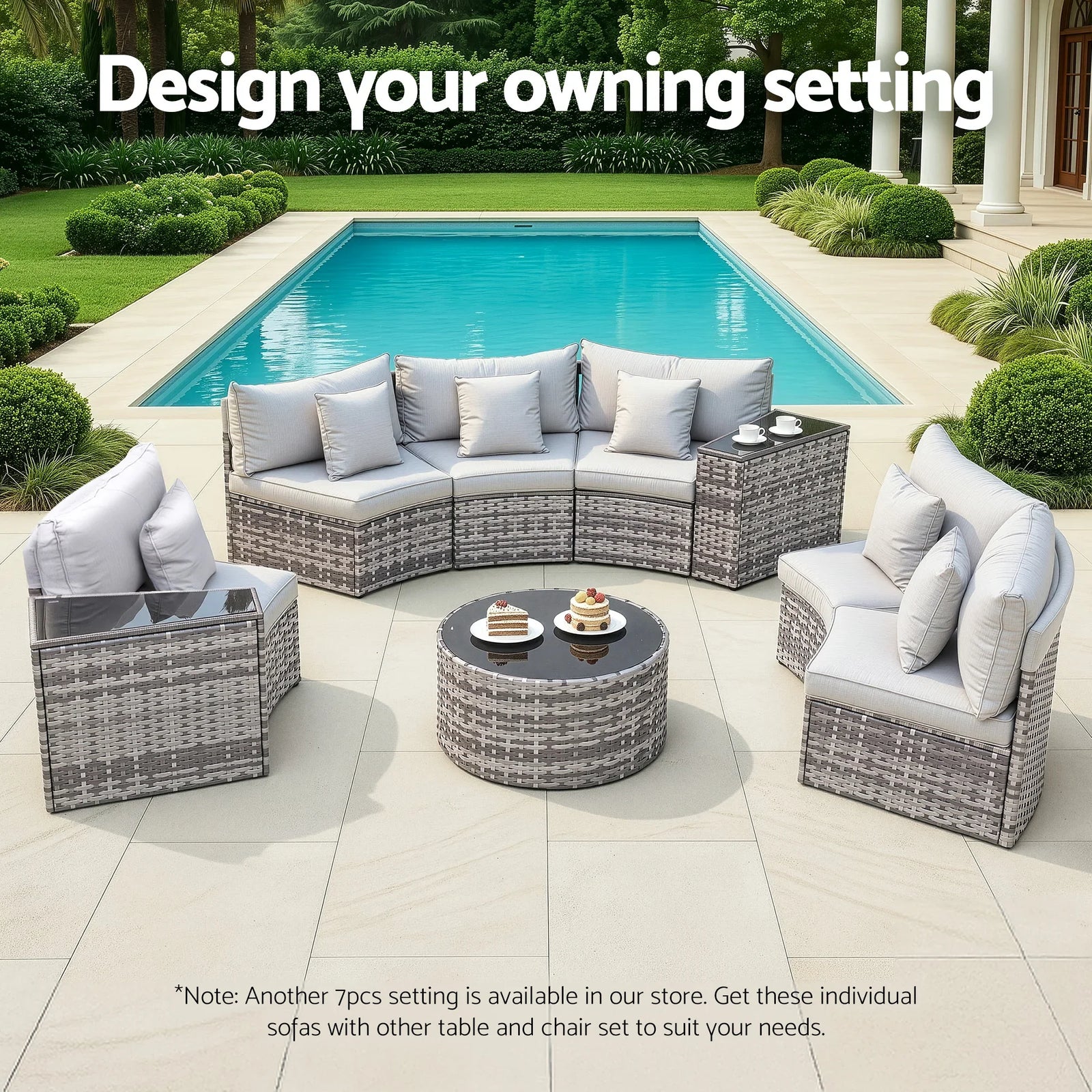 2 PCS Outdoor Sofa Set Rattan Modular Chair Garden Patio Furniture Grey