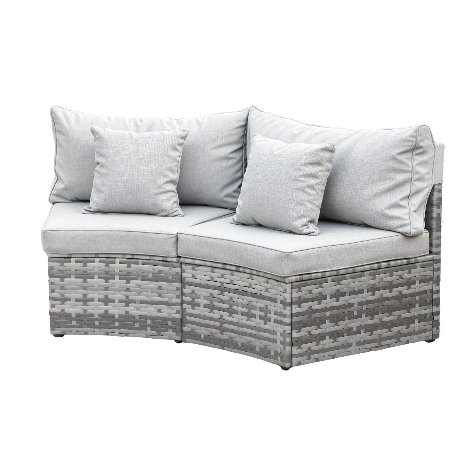 2 PCS Outdoor Sofa Set Rattan Modular Chair Garden Patio Furniture Grey
