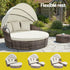 Outdoor Day Bed Sun Lounge Setting Wicker Lounger Furniture Patio Beige Set of 3
