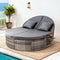 Outdoor Day Bed Sun Lounge Setting Wicker Lounger Patio Furniture w/ Retractable Side Tray
