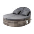 Outdoor Day Bed Sun Lounge Setting Wicker Lounger Patio Furniture w/ Retractable Side Tray