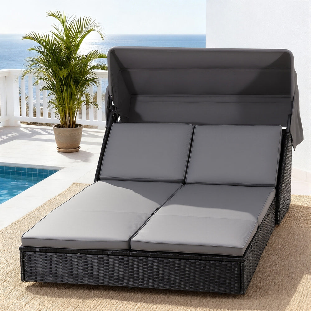 Outdoor Day Bed Sun Lounge Setting Wicker Lounger Patio Furniture