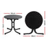 Gardeon Outdoor Side Table 80cm Folding Steel Round Bistro Desk Cafe Patio Furniture Black