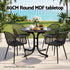 Gardeon Outdoor Side Table 80cm Folding Steel Round Bistro Desk Cafe Patio Furniture Black