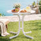 Gardeon Outdoor Side Table 80cm Folding Steel Round Bistro Desk Cafe Patio Furniture White