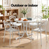 Gardeon Outdoor Side Table 80cm Folding Steel Round Bistro Desk Cafe Patio Furniture White