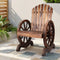 Wagon Wheel Wooden Garden Chair Rustic Outdoor Fir Wood Armchair Brown