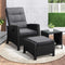 Livsip 3 Piece Outdoor Recliner Chair & Ottoman Table Set Black