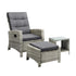 Recliner Wicker Sun Lounge Set 3PC Grey