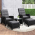 Recliner Chairs & Table Patio Set of 5 Black