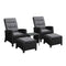 Recliner Chairs & Table Patio Set of 5 Black