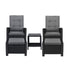 Recliner Chairs & Table Patio Set of 5 Black