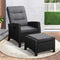Outdoor Wicker Recliner Chair with Ottoman Adjustable Black Lounge Set