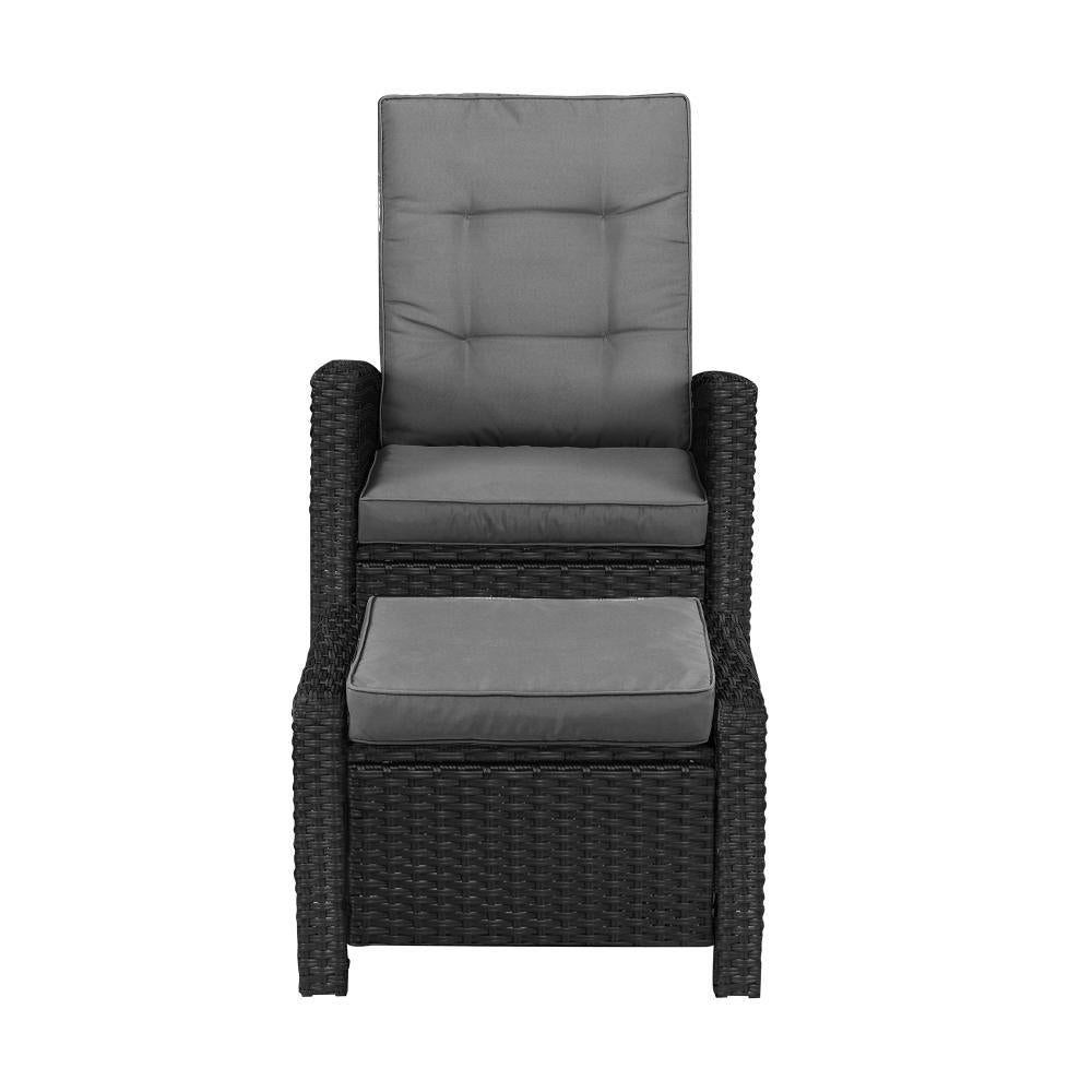 Outdoor Recliner Chairs Wicker Sun Lounge Black