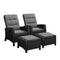 Recliner Chairs Wicker Sun Lounge 2X Black