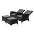 Recliner Chairs Wicker Sun Lounge 2X Black