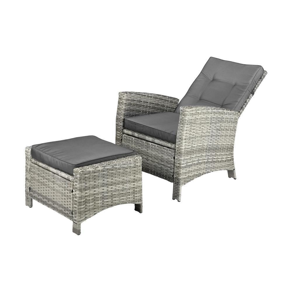 Recliner Chairs Sun lounge Wicker Sofa Grey