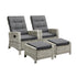 Recliner Outdoor Wicker Sun Lounger Set 2PCS Grey