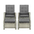 Recliner Outdoor Wicker Sun Lounger Set 2PCS Grey
