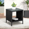 Rattan Side Table Black Glass Top 41cm Outdoor Patio Coffee Table Wicker