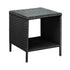 Rattan Side Table Glass Tabletop Black