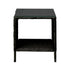 Rattan Side Table Glass Tabletop Black