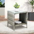 Rattan Side Table Glass Tabletop Grey