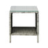 Rattan Side Table Glass Tabletop Grey