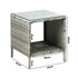 Rattan Side Table Glass Tabletop Grey