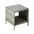 Rattan Side Table Glass Tabletop Grey