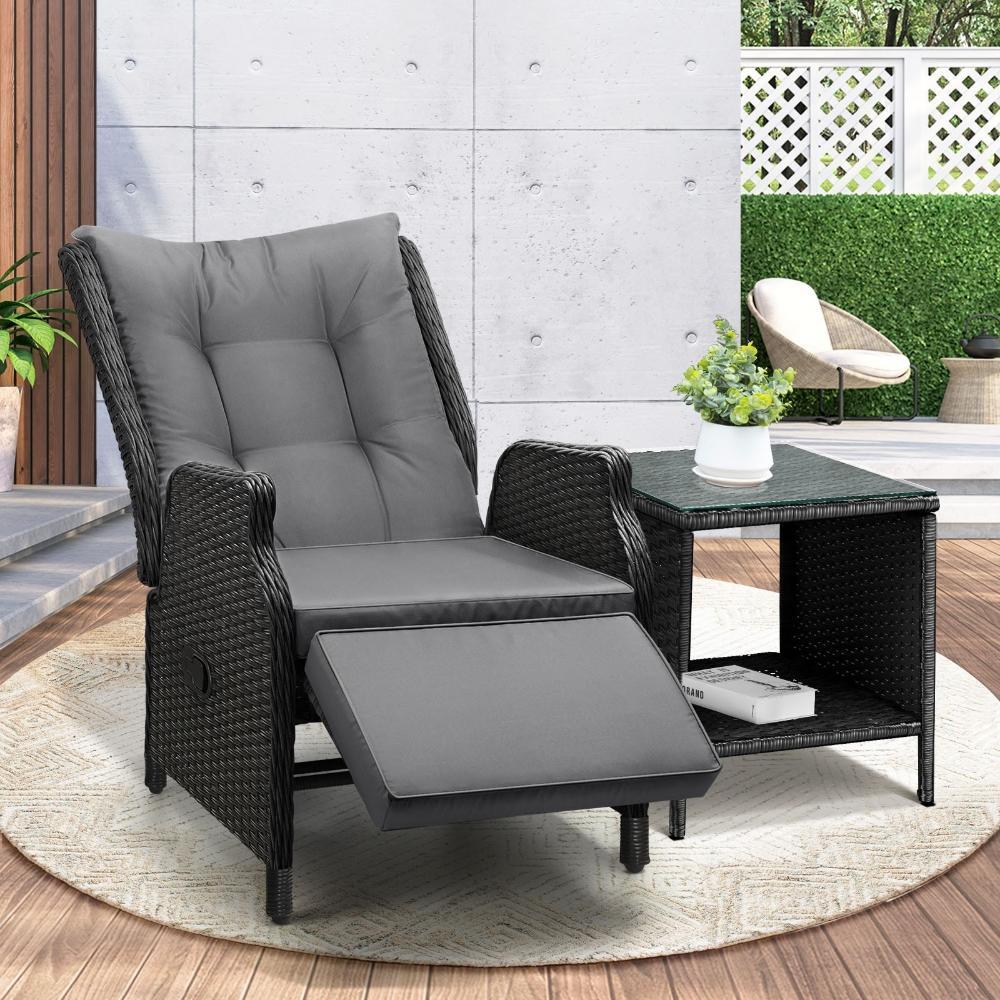 Outoodr Recliner Chair & Table Sun Lounge 2PCS