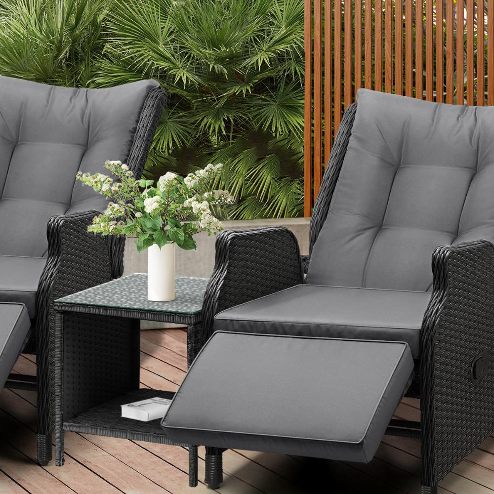 Outoodr Recliner Chair & Table Sun Lounge 2PCS