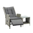 Outoodr Recliner Lounge & Table Set Wicker Grey