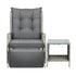 Outoodr Recliner Lounge & Table Set Wicker Grey