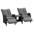 Sun Lounge Outdoor Recliner&Table Set of 3 Black