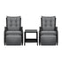 Sun Lounge Outdoor Recliner&Table Set of 3 Black