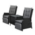 Sun Lounge Outdoor Recliner&Table Set of 3 Black