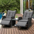 Sun Lounge Outdoor Recliner&Table Set of 3 Black