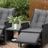 Sun Lounge Outdoor Recliner&Table Set of 3 Black