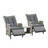 Outdoor Recliners Sun Lounger & Table Set of 3 Grey