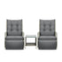 Outdoor Recliners Sun Lounger & Table Set of 3 Grey