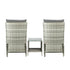 Outdoor Recliners Sun Lounger & Table Set of 3 Grey