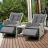 Outdoor Recliners Sun Lounger & Table Set of 3 Grey