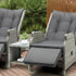 Outdoor Recliners Sun Lounger & Table Set of 3 Grey